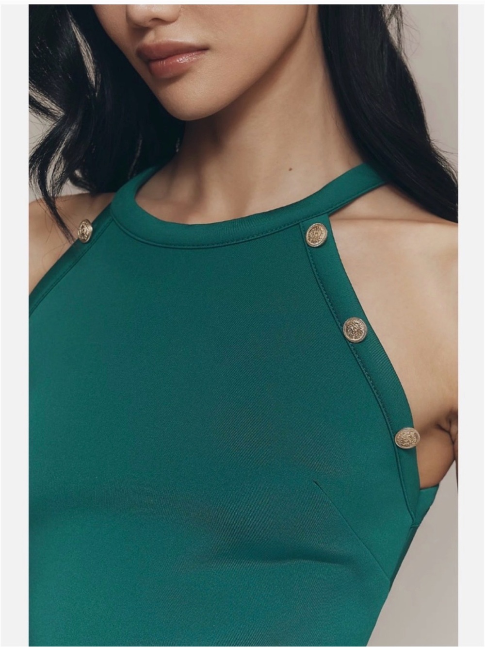 MAEVE HIGH-NECK BUTTON TANK - Ultramarine Green - Picture 3 of 3